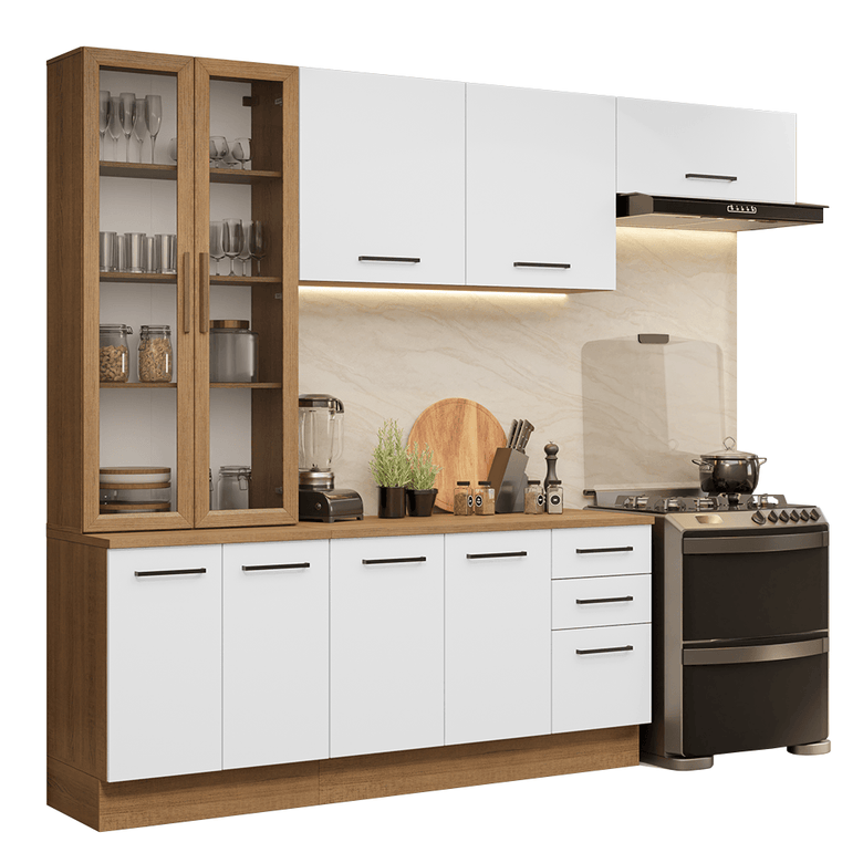 Armário de Cozinha Completa 270cm Rustic/Branco Agata Madesa 11