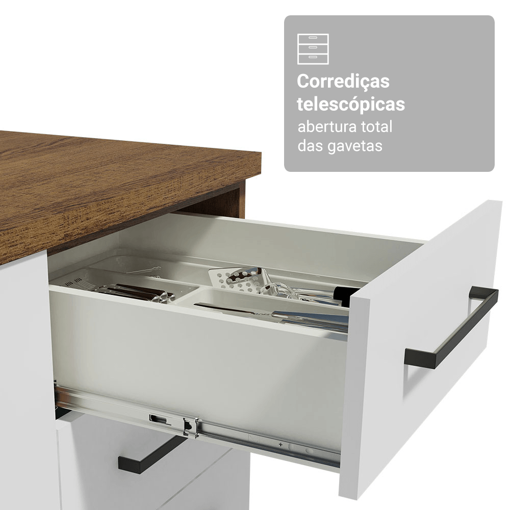 Armário de Cozinha Completa 270cm Rustic/Branco Agata Madesa 11