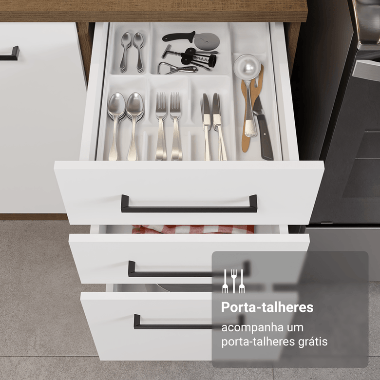 Armário de Cozinha Completa 270cm Rustic/Branco Agata Madesa 11