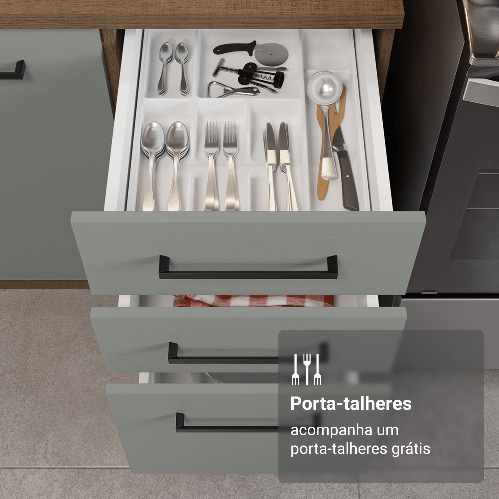 Armário de Cozinha Completa 270cm Rustic/Cinza Agata Madesa 11