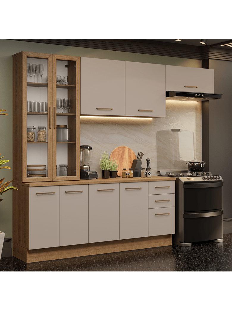 Armário de Cozinha Completa 270cm Rustic/Crema Agata Madesa 11