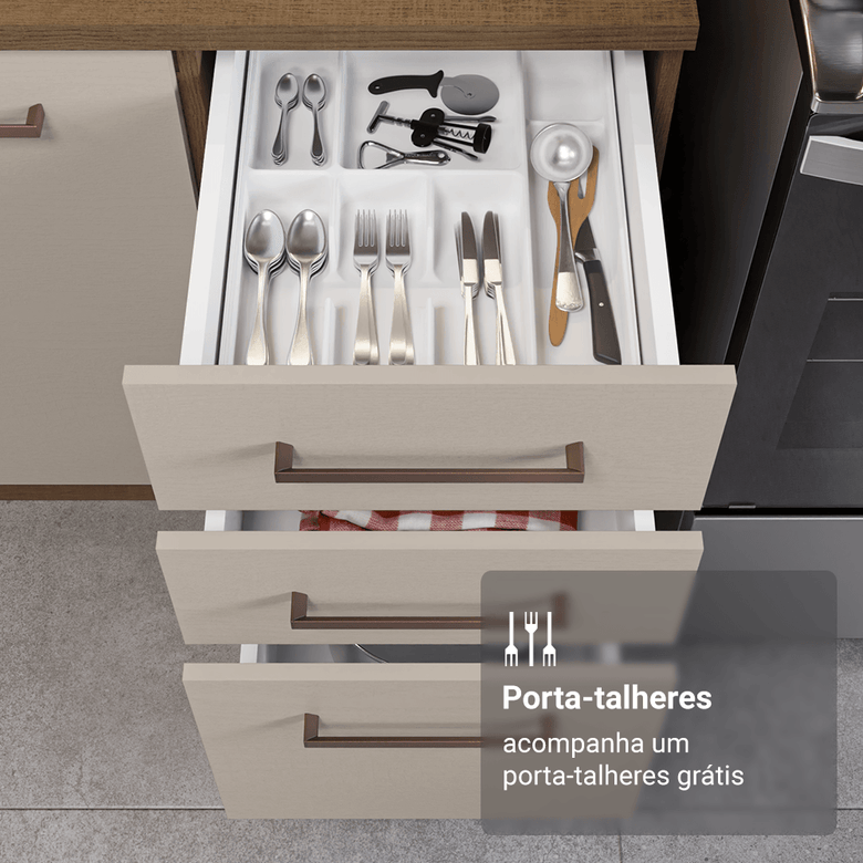 Armário de Cozinha Completa 270cm Rustic/Crema Agata Madesa 11