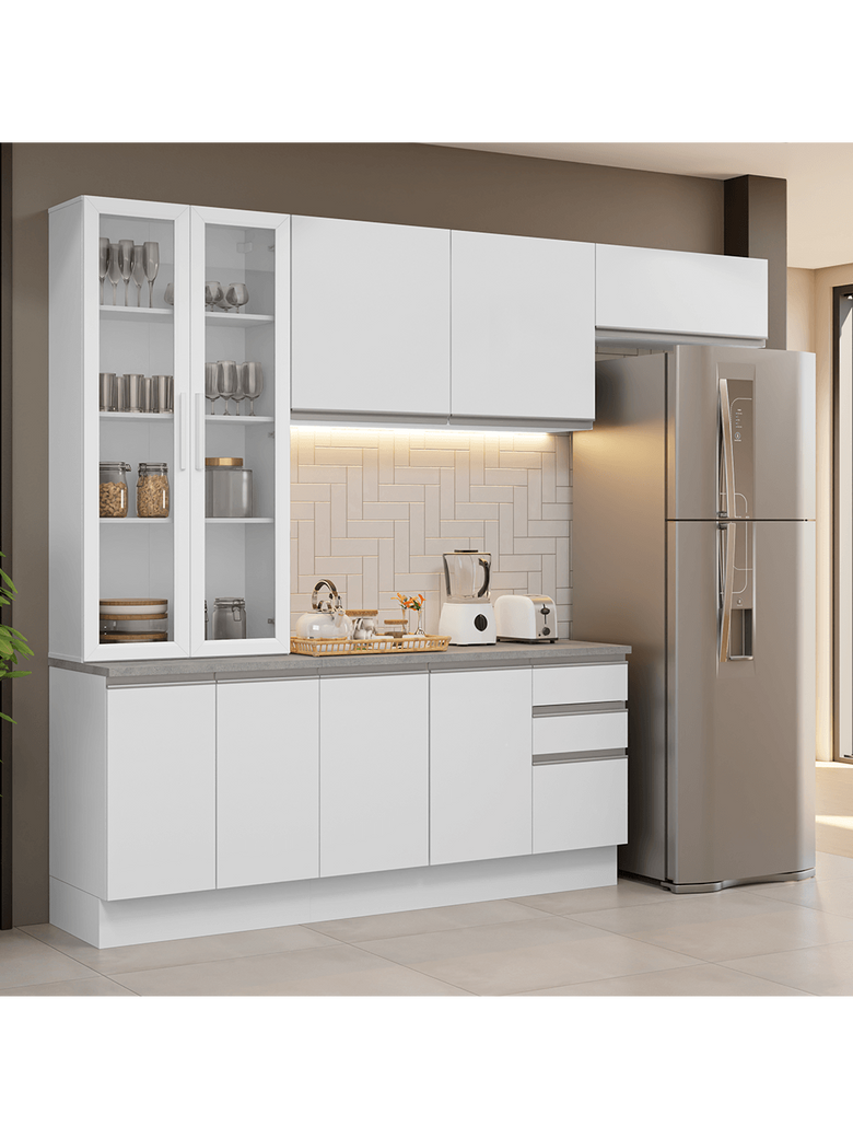 Armário de Cozinha Completa 270cm Branco Glamy Madesa 16