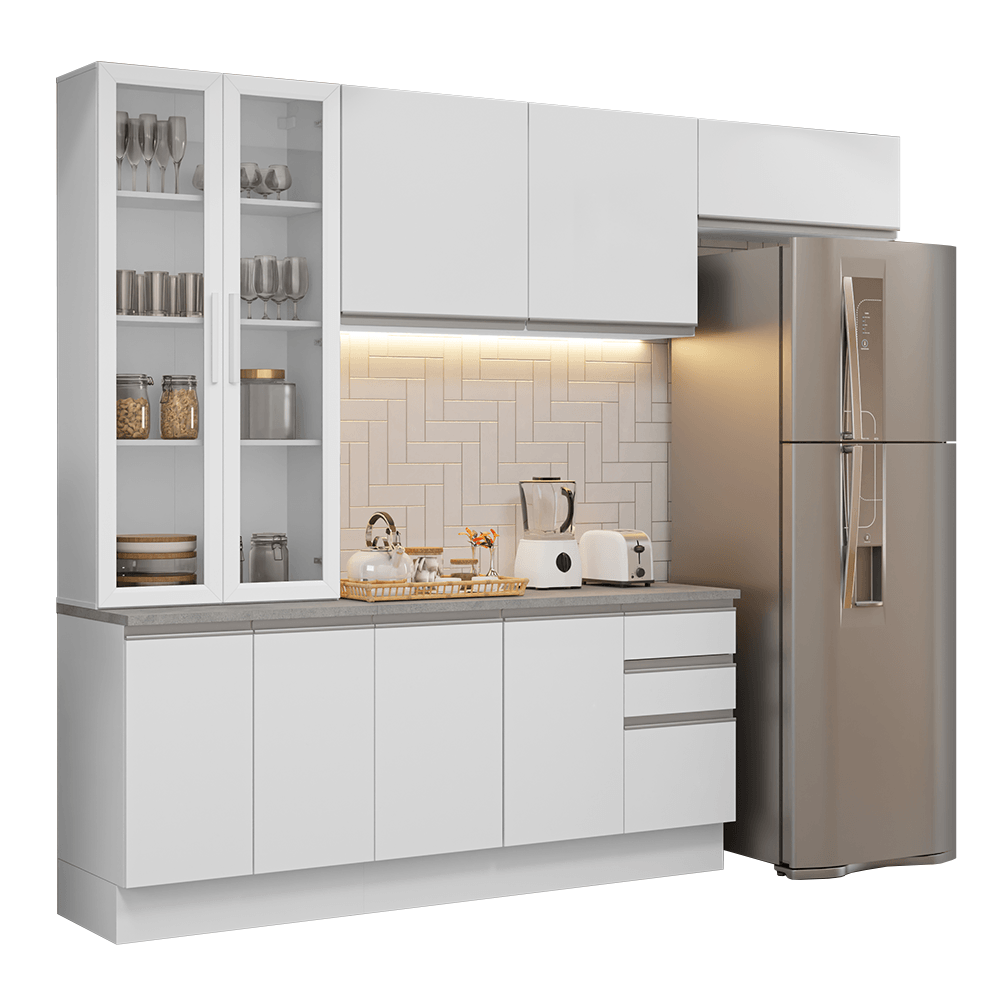 Armário de Cozinha Completa 270cm Branco Glamy Madesa 16 - Branco