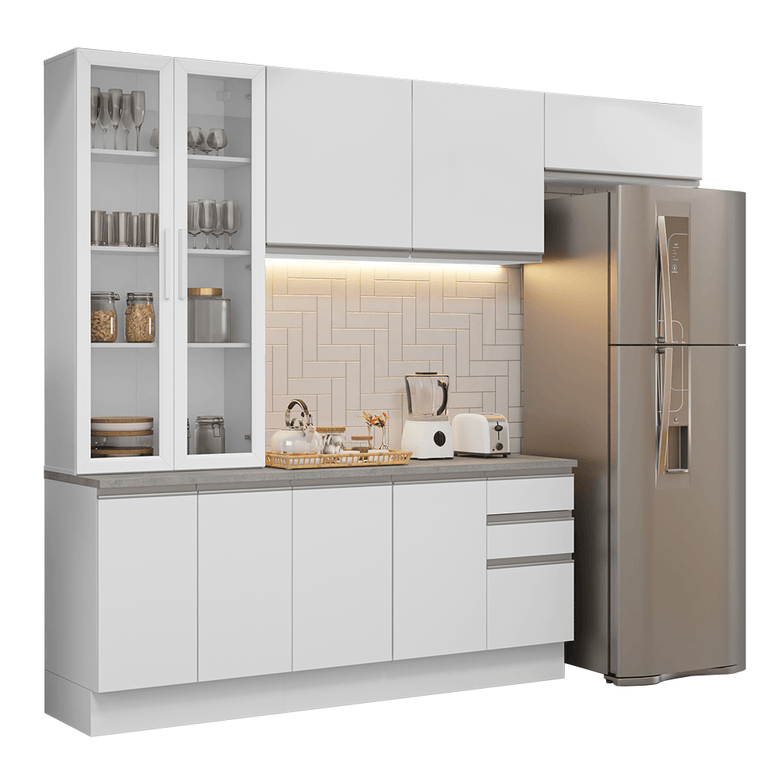 Armário de Cozinha Completa 270cm Branco Glamy Madesa 16