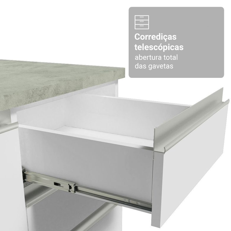 Armário de Cozinha Completa 270cm Branco Glamy Madesa 16