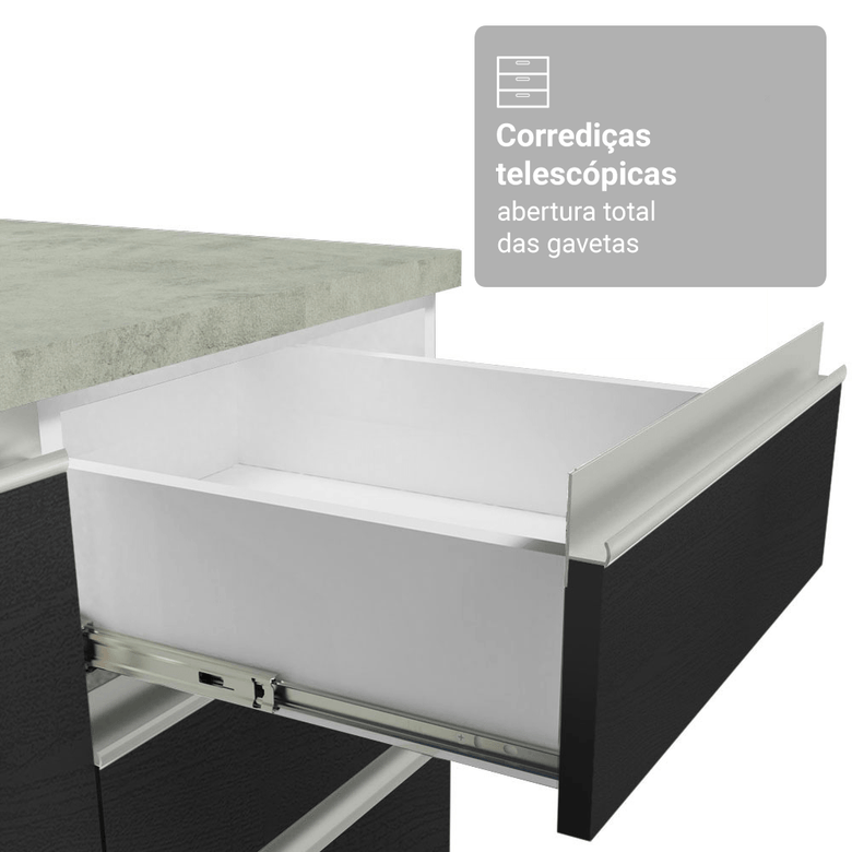 Armário de Cozinha Completa 270cm Branco/Preto Glamy Madesa 16
