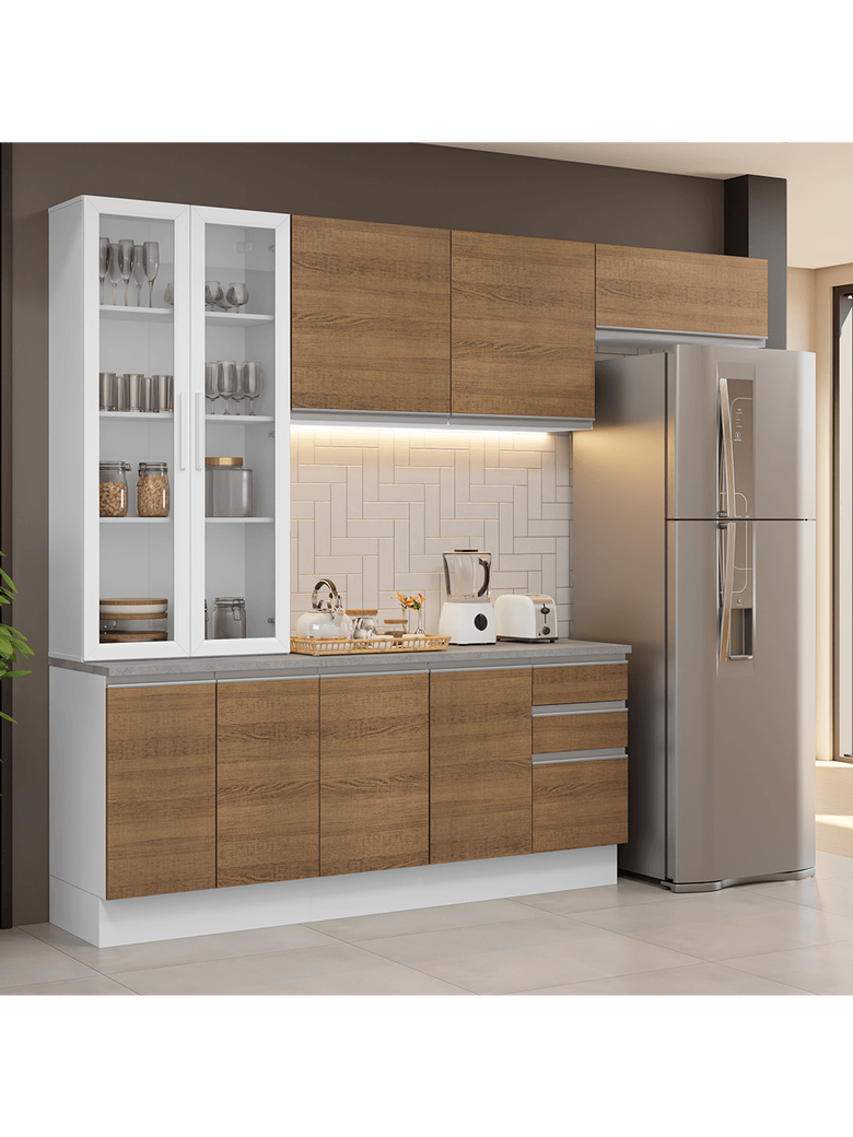 Armário de Cozinha Completa 270cm Branco/Rustic Glamy Madesa 16