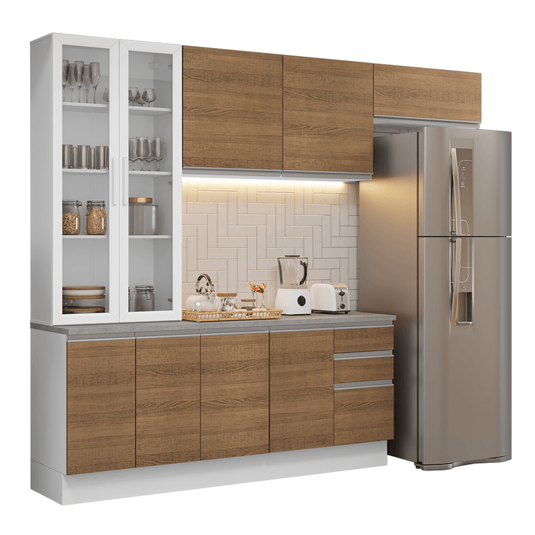 Armário de Cozinha Completa 270cm Branco/Rustic Glamy Madesa 16