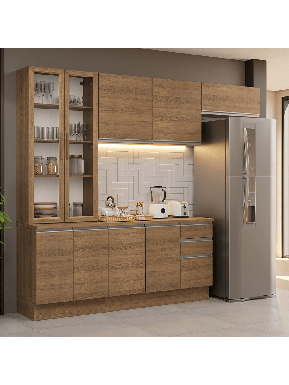 Armário de Cozinha Completa 270cm Rustic Glamy Madesa 16 - Rustic