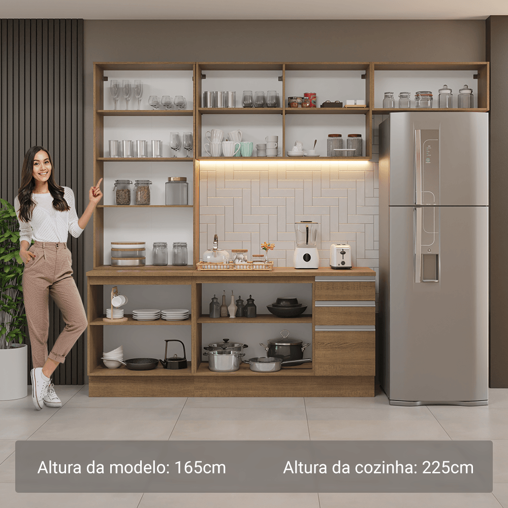 Armário de Cozinha Completa 270cm Rustic Glamy Madesa 16