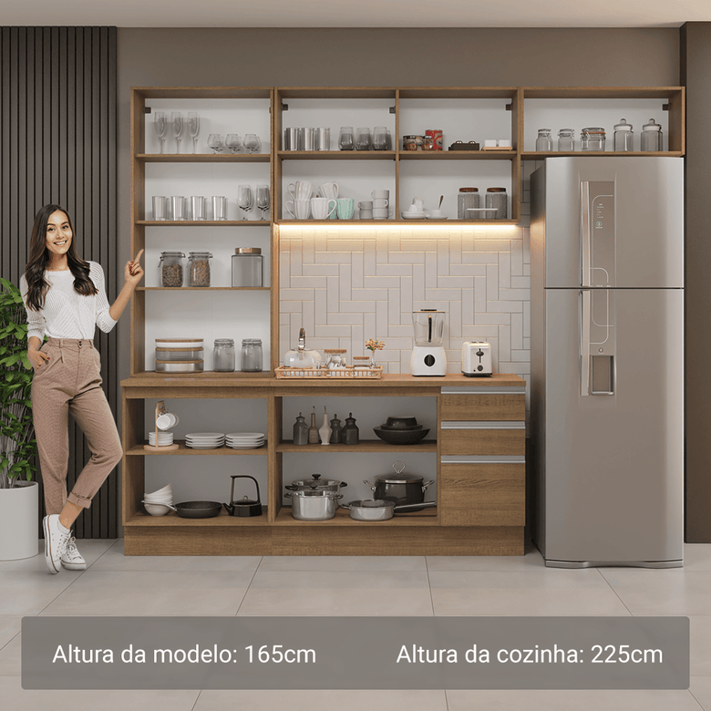 Armário de Cozinha Completa 270cm Rustic Glamy Madesa 16