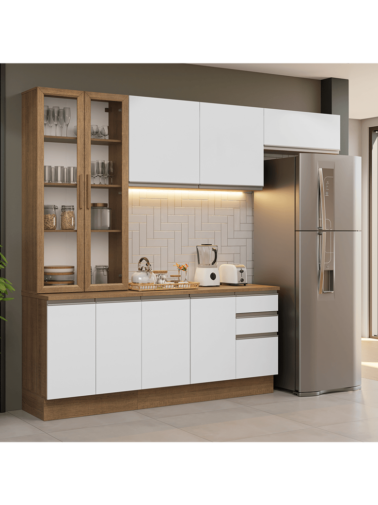 Armário de Cozinha Completa 270cm Rustic/Branco Glamy Madesa 16