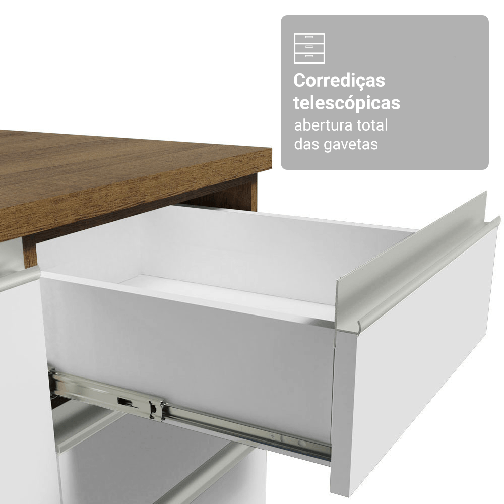 Armário de Cozinha Completa 270cm Rustic/Branco Glamy Madesa 16