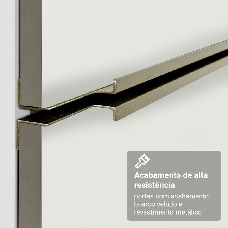 Armário de Cozinha Completa 270cm Branco/Branco Veludo Lux Madesa 04