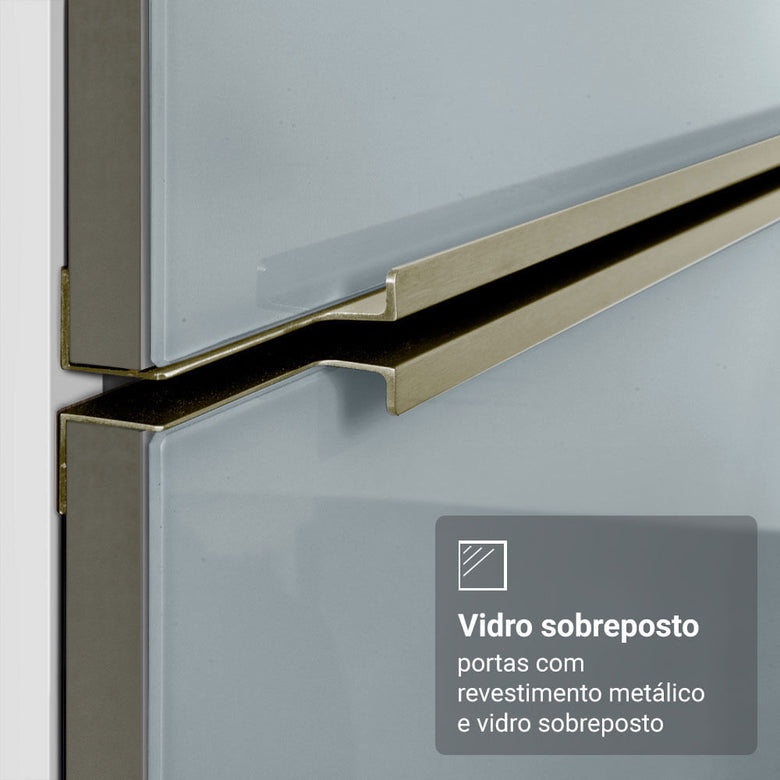 Armário de Cozinha Completa 270cm Branco/Cinza Lux Madesa 04