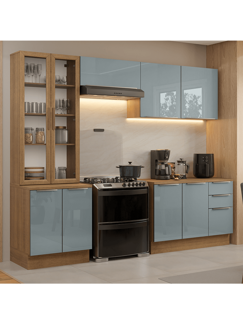Armário de Cozinha Completa 270cm Rustic/Cinza Lux Madesa 04