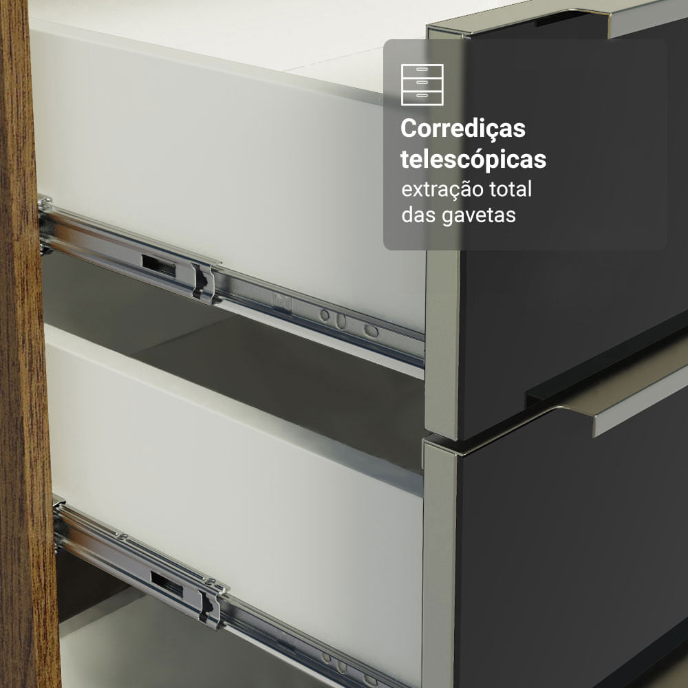 Armário de Cozinha Completa 270cm Rustic/Preto Lux Madesa 04