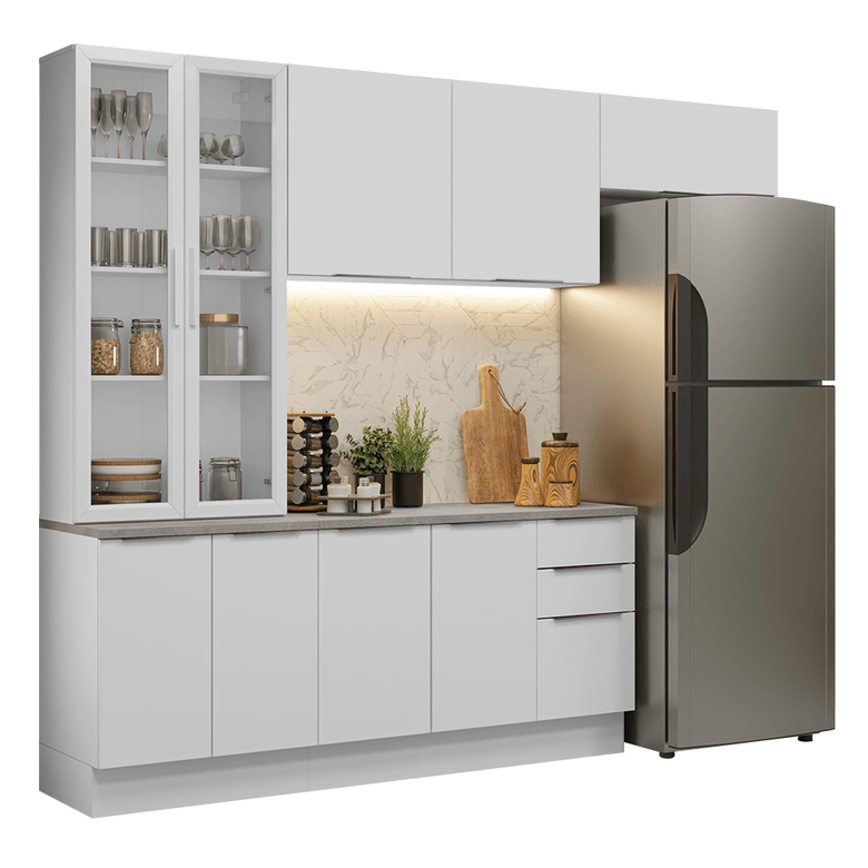 Armário de Cozinha Completa 270cm Branco Stella Madesa 11