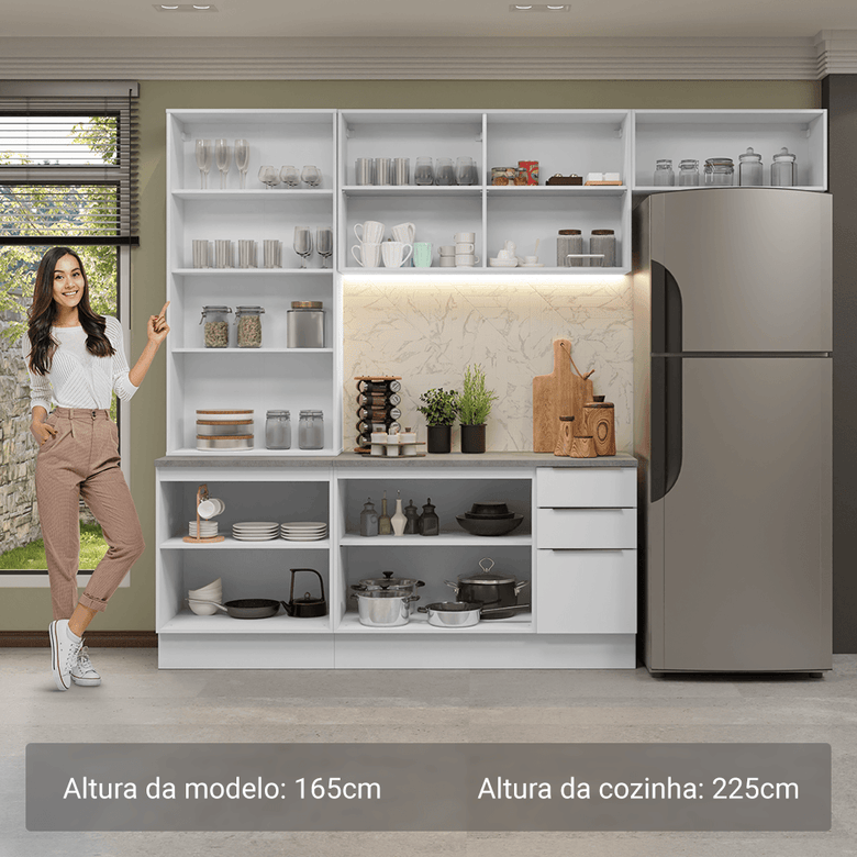 Armário de Cozinha Completa 270cm Branco Stella Madesa 11