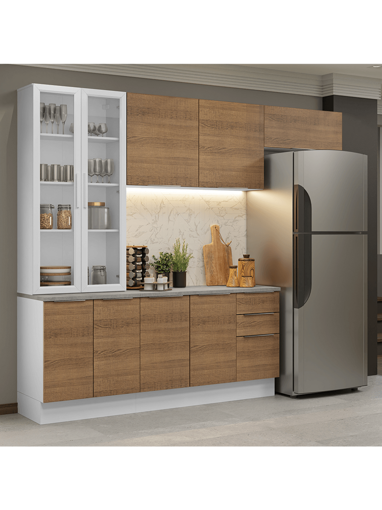 Armário de Cozinha Completa 270cm Branco/Rustic Stella Madesa 11