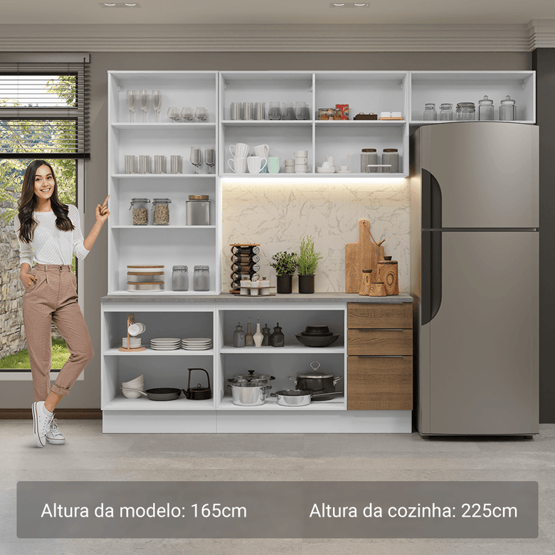 Armário de Cozinha Completa 270cm Branco/Rustic Stella Madesa 11