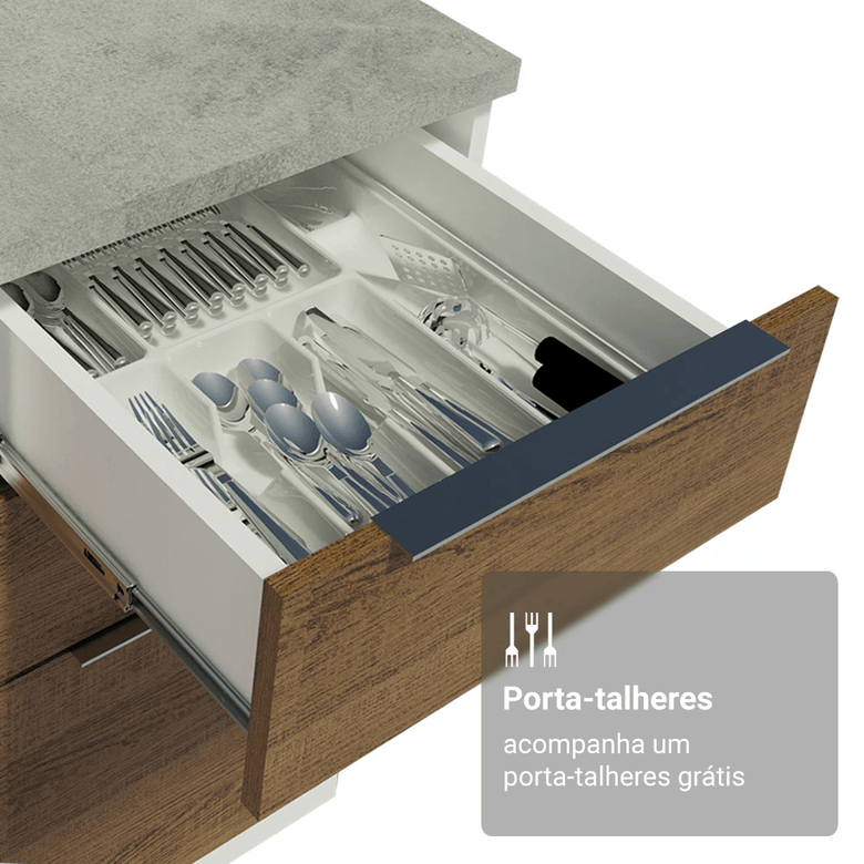 Armário de Cozinha Completa 270cm Branco/Rustic Stella Madesa 11