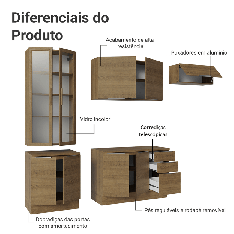 Armário de Cozinha Completa 270cm Rustic Stella Madesa 11