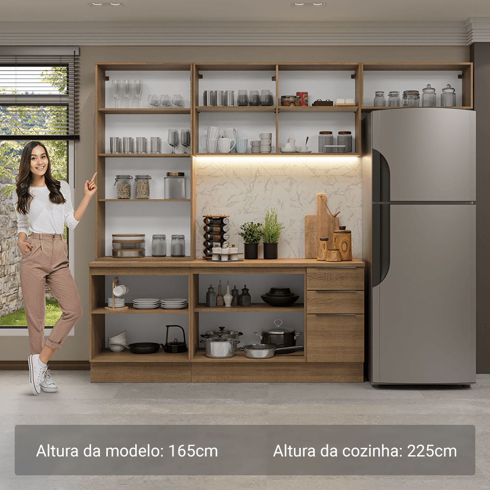 Armário de Cozinha Completa 270cm Rustic Stella Madesa 11