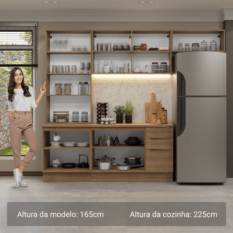 Armário de Cozinha Completa 270cm Rustic Stella Madesa 11