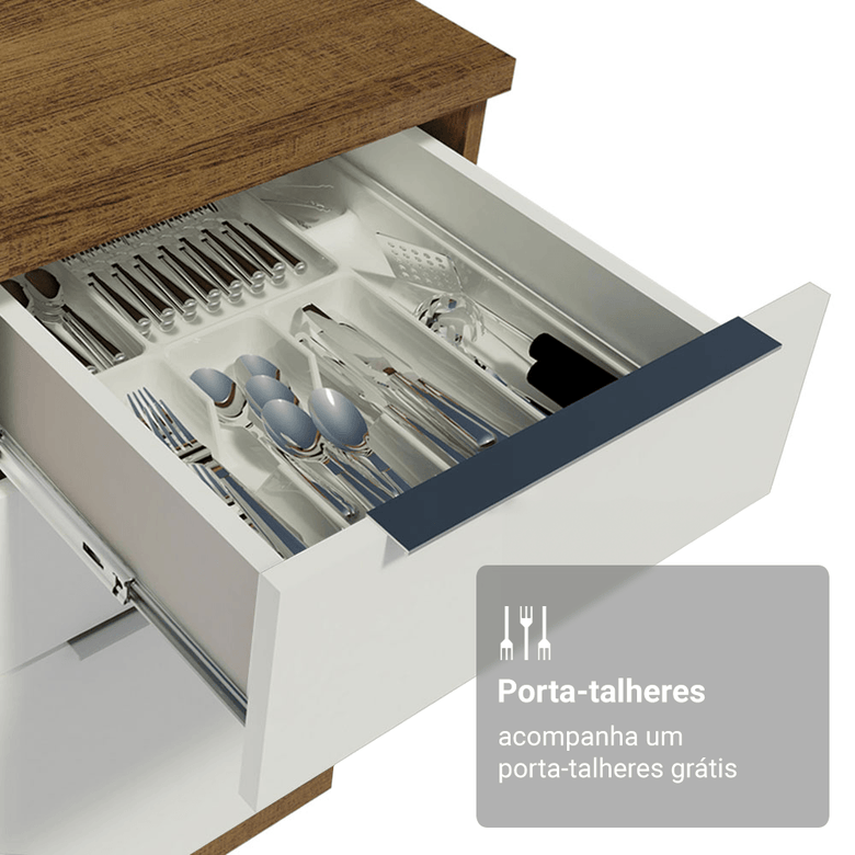 Armário de Cozinha Completa 270cm Rustic/Branco Stella Madesa 11