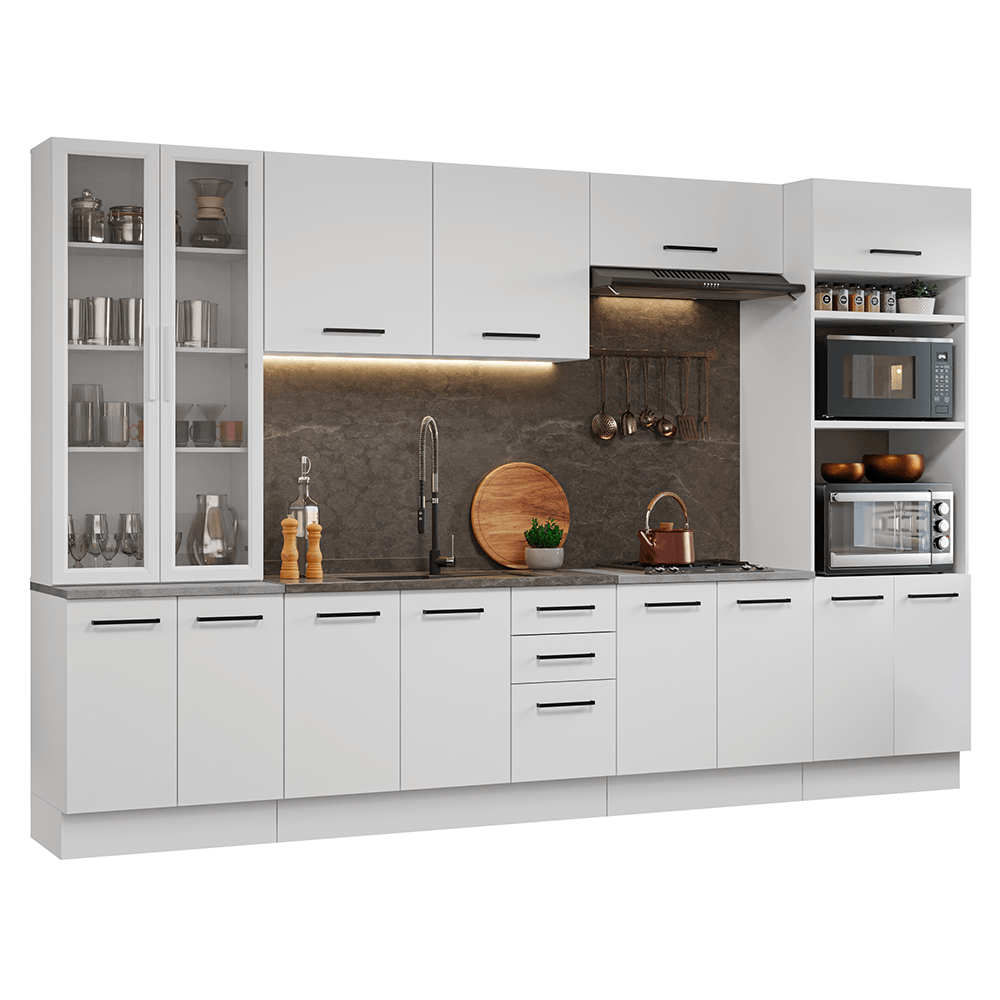 Armário de Cozinha Completa 340cm Branco Agata Madesa 01 - Branco