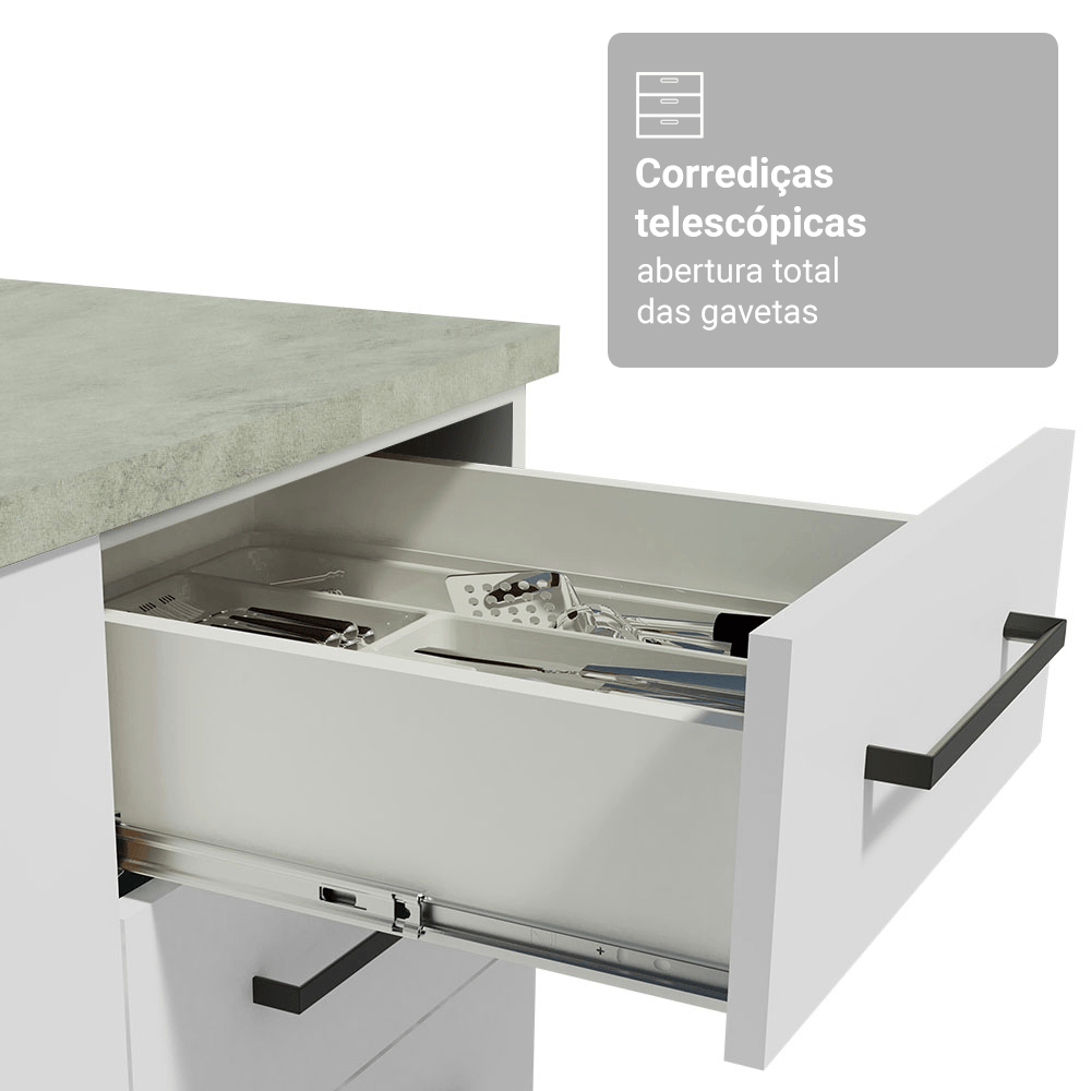 Armário de Cozinha Completa 340cm Branco Agata Madesa 01