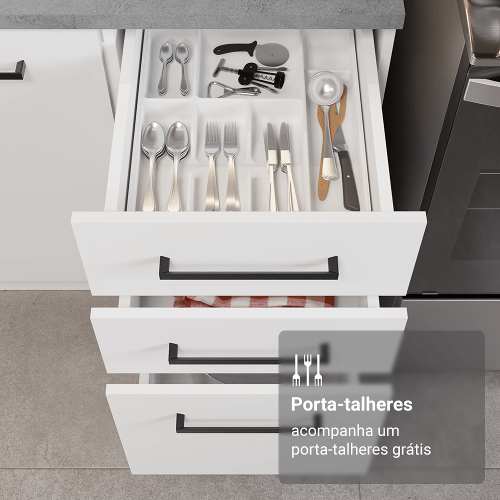 Armário de Cozinha Completa 340cm Branco Agata Madesa 01