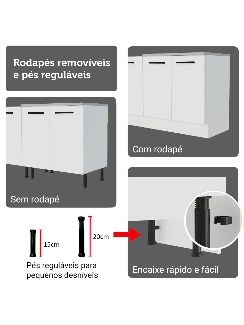 Armário de Cozinha Completa 340cm Branco Agata Madesa 01