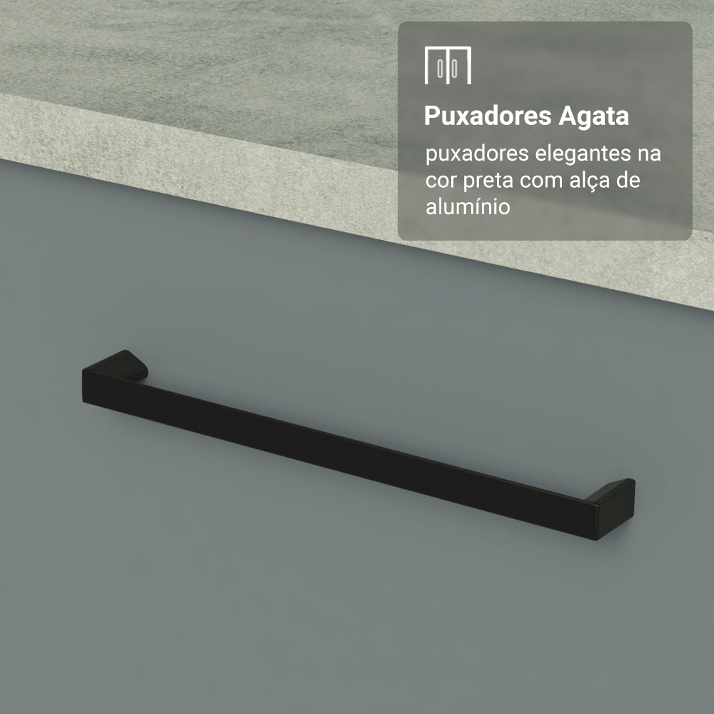 Armário de Cozinha Completa 340cm Branco/Cinza Agata Madesa 01