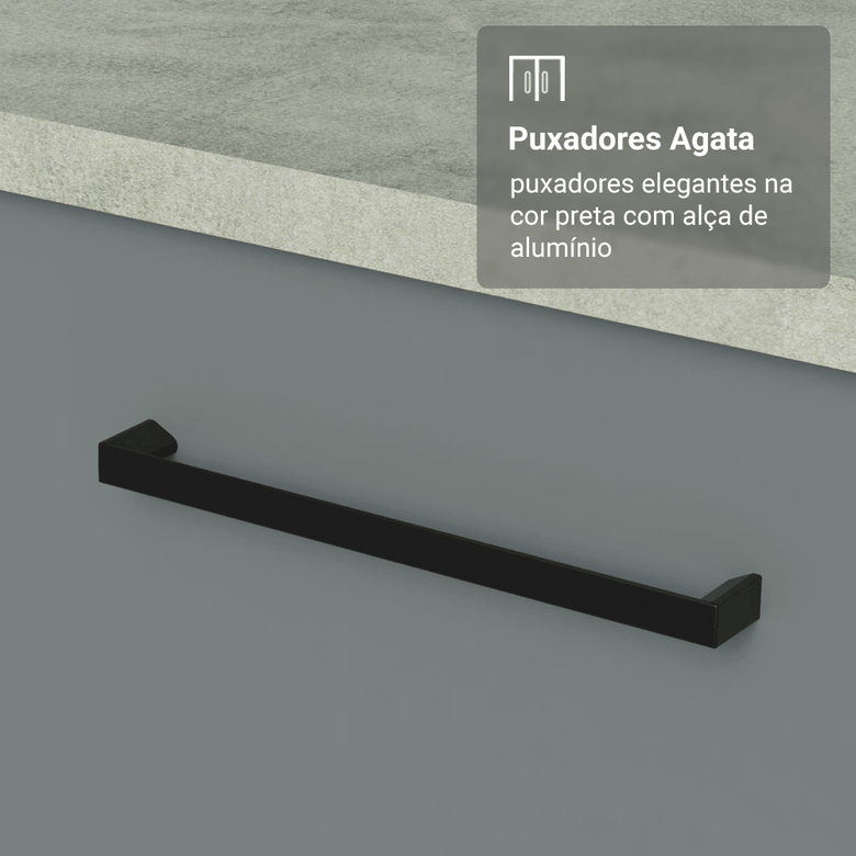Armário de Cozinha Completa 340cm Branco/Cinza Agata Madesa 01