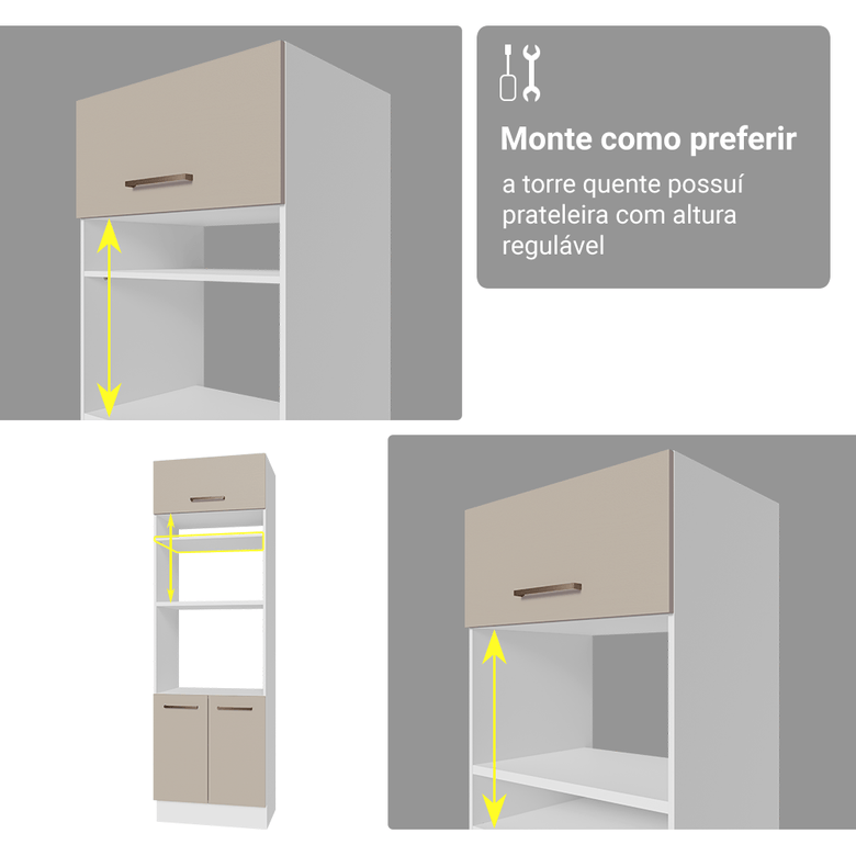 Armário de Cozinha Completa 340cm Branco/Crema Agata Madesa 01