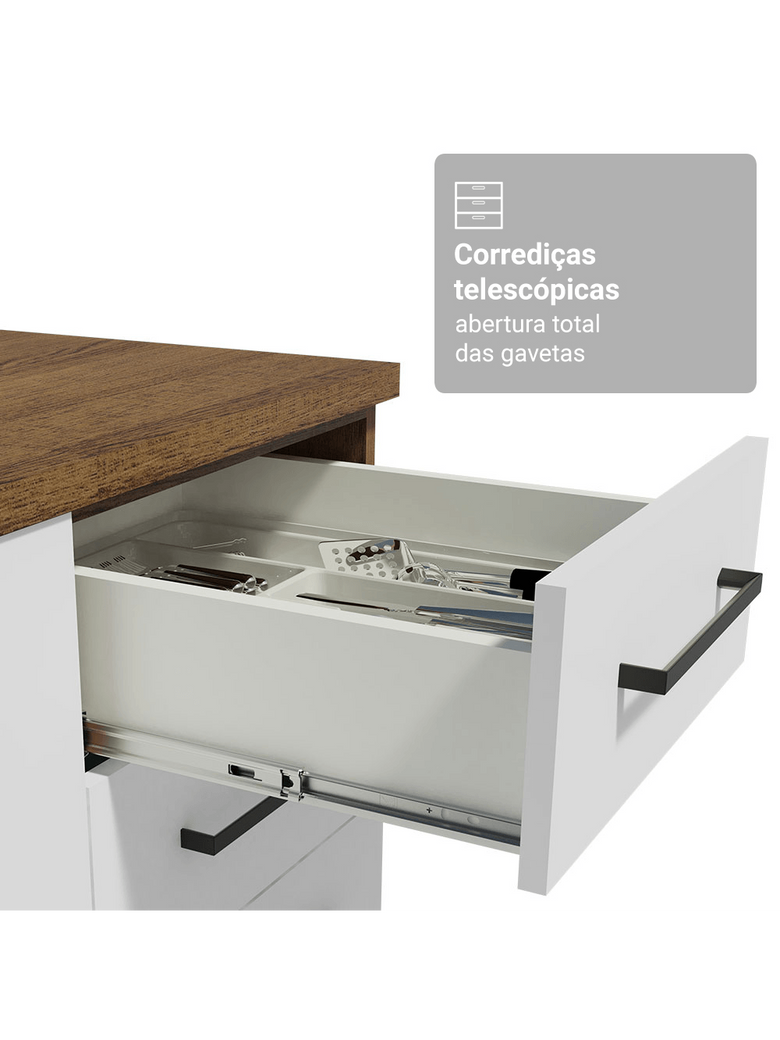 Armário de Cozinha Completa 340cm Rustic/Branco Agata Madesa 01