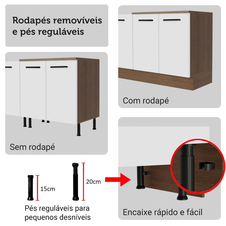 Armário de Cozinha Completa 340cm Rustic/Branco Agata Madesa 01