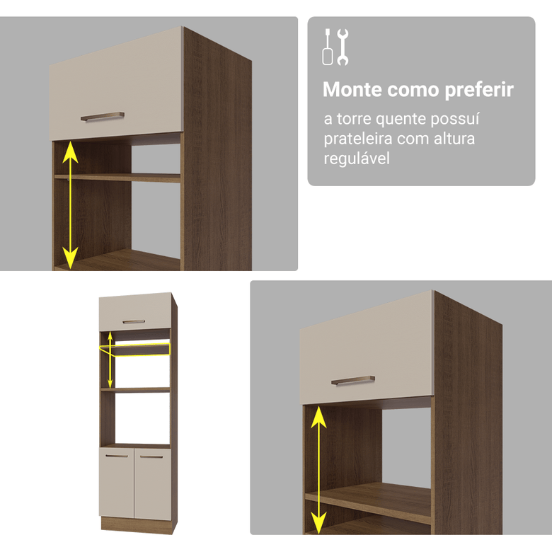 Armário de Cozinha Completa 340cm Rustic/Crema Agata Madesa 01