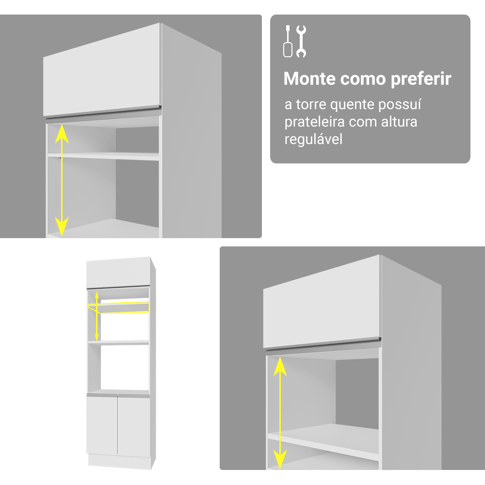 Armário de Cozinha Completa 340cm Branco Glamy Madesa 01
