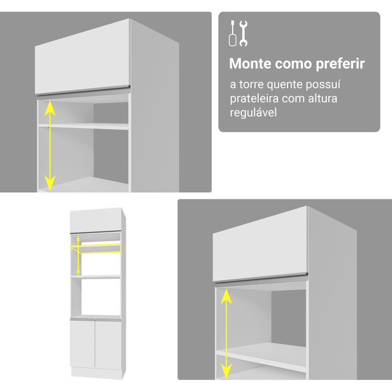 Armário de Cozinha Completa 340cm Branco Glamy Madesa 01
