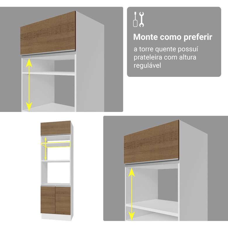 Armário de Cozinha Completa 340cm Branco/Rustic Glamy Madesa 01