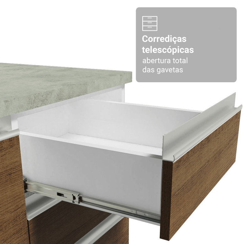 Armário de Cozinha Completa 340cm Branco/Rustic Glamy Madesa 01