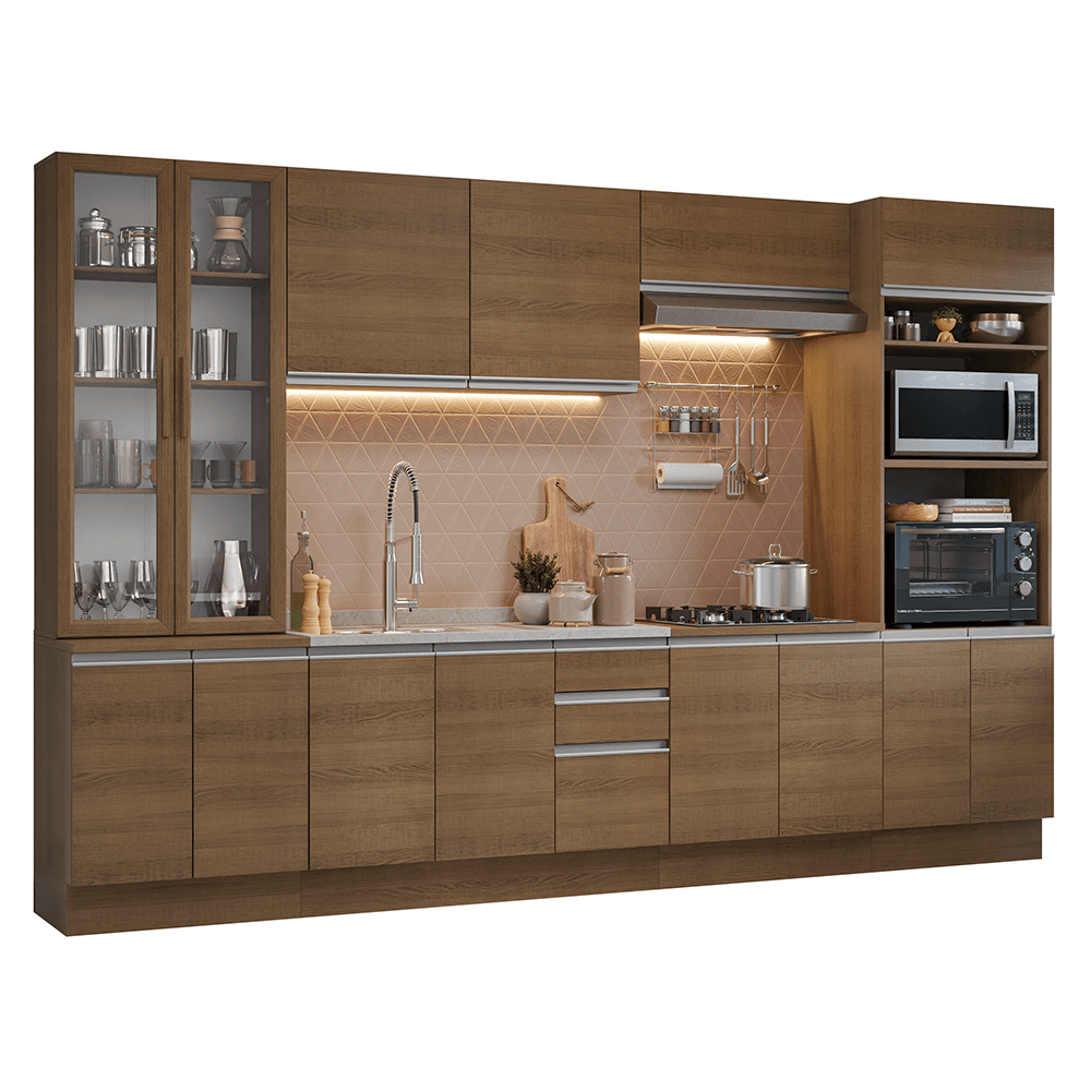 Armário de Cozinha Completa 340cm Rustic Glamy Madesa 01