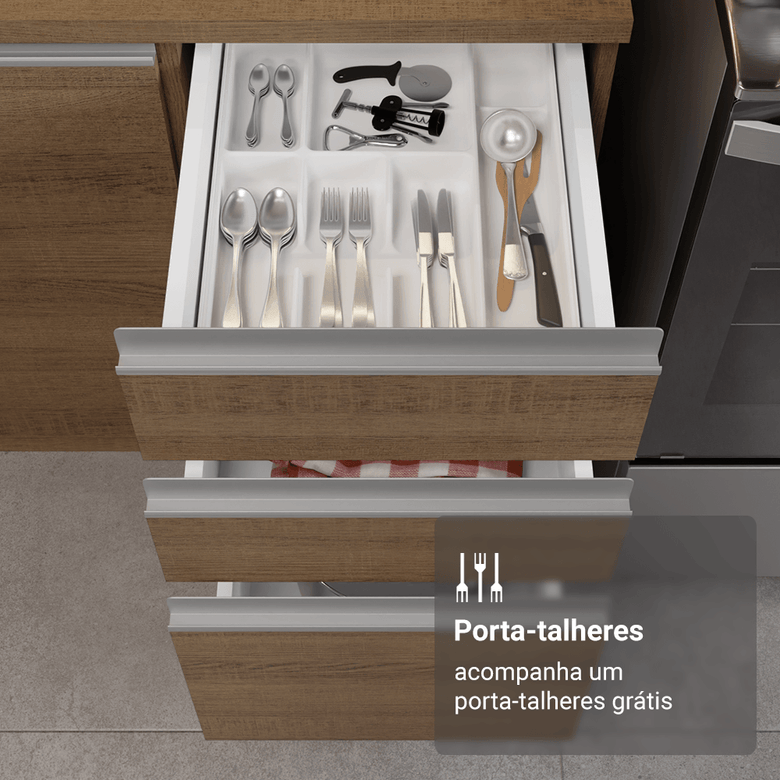 Armário de Cozinha Completa 340cm Rustic Glamy Madesa 01