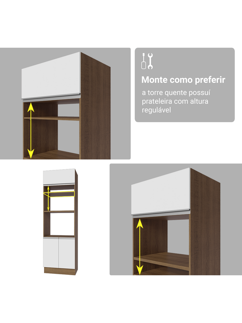 Armário de Cozinha Completa 340cm Rustic/Branco Glamy Madesa 01