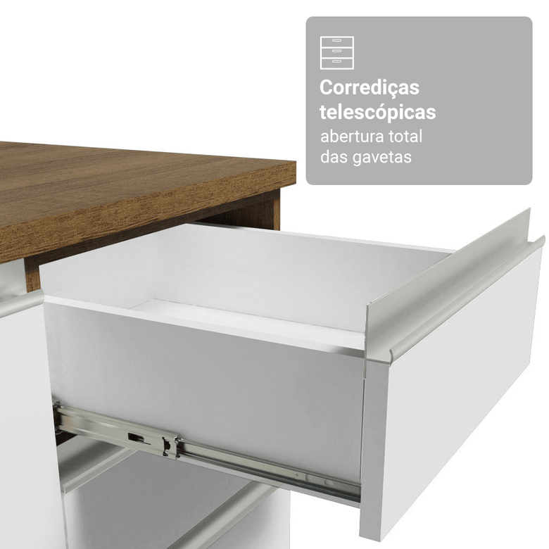 Armário de Cozinha Completa 340cm Rustic/Branco Glamy Madesa 01