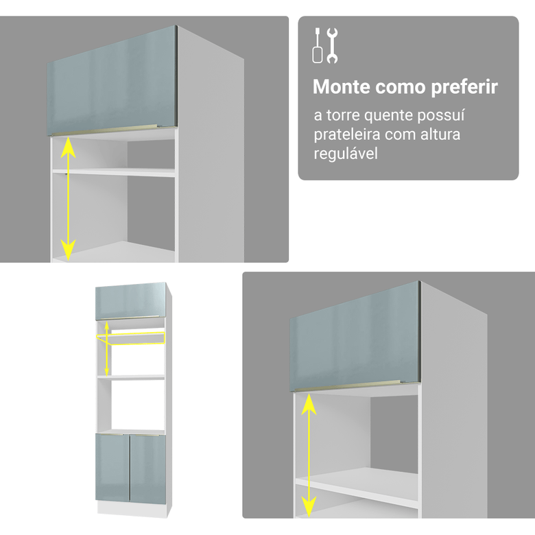 Armário de Cozinha Completa 340cm Branco/Cinza Lux Madesa 02